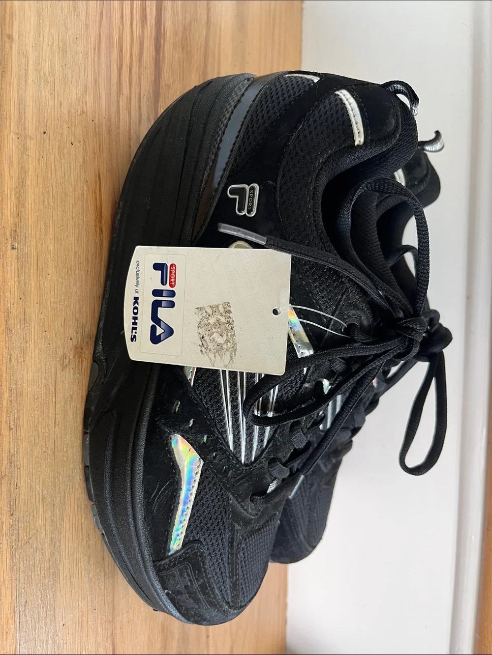 Fila Men's Black Athletic Sneakers with Silver Accents